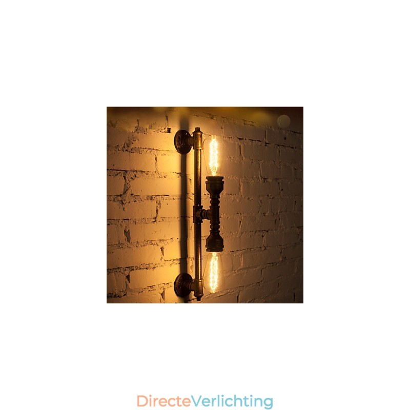 Wroguht ijzeren waterpijp wandlamp vintage gangpadverlichting loft ijzeren wandlamp Edison gloeilamp FJ DB2 046A0