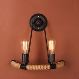 Gecontracteerde balkontraplamp halve cirkel henneptouw wandlamp