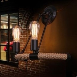 Gecontracteerde balkontraplamp halve cirkel henneptouw wandlamp