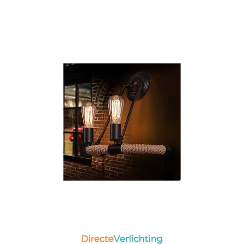 Gecontracteerde balkontraplamp halve cirkel henneptouw wandlamp