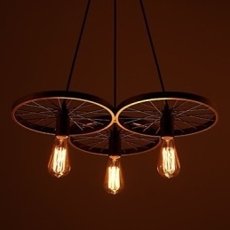 Loft Retro Hanglampen Amerikaanse landelijke smeedijzeren kroonluchter industriële stijl wielen