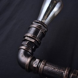 2 lampen vintage metalen waterpijp wandlamp met Edison-gloeilamp