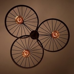 Loft Retro Hanglampen Amerikaanse landelijke smeedijzeren kroonluchter industriële stijl wielen