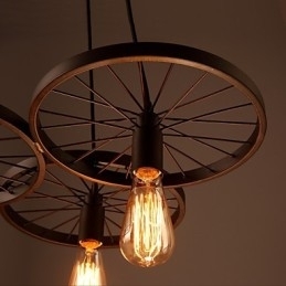Loft Retro Hanglampen Amerikaanse landelijke smeedijzeren kroonluchter industriële stijl wielen