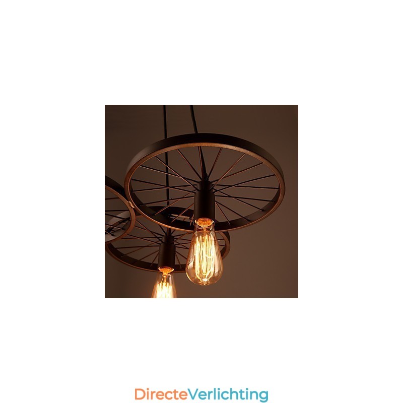 Loft Retro Hanglampen Amerikaanse landelijke smeedijzeren kroonluchter industriële stijl wielen