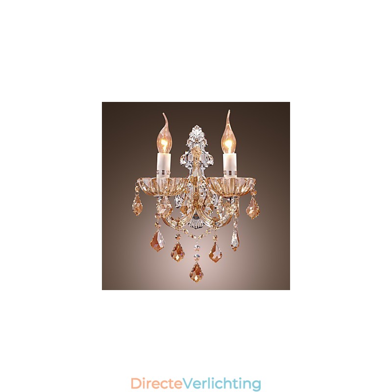 Elegante kristallen wandlamp met 2 lampen