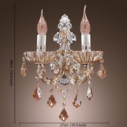 Elegante kristallen wandlamp met 2 lampen