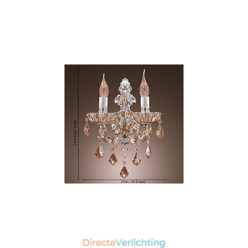 Elegante kristallen wandlamp met 2 lampen