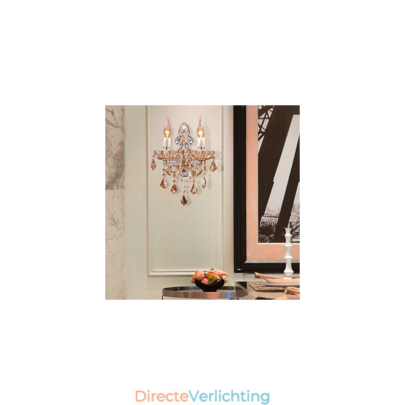 Elegante kristallen wandlamp met 2 lampen
