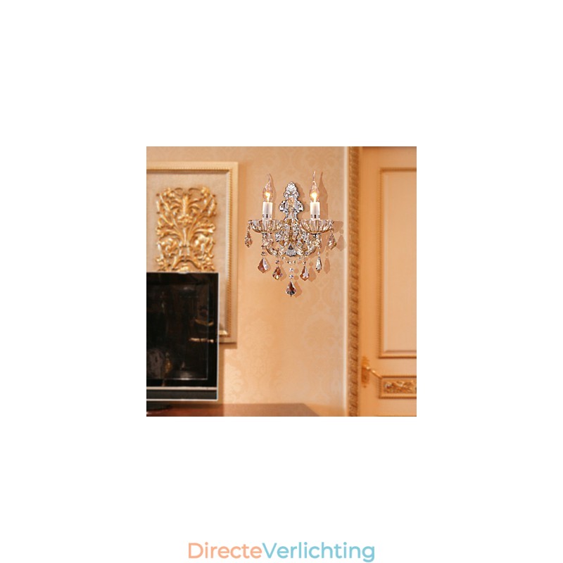 Elegante kristallen wandlamp met 2 lampen