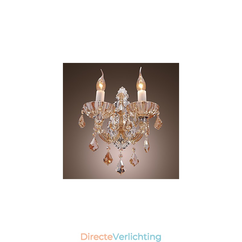 Elegante kristallen wandlamp met 2 lampen