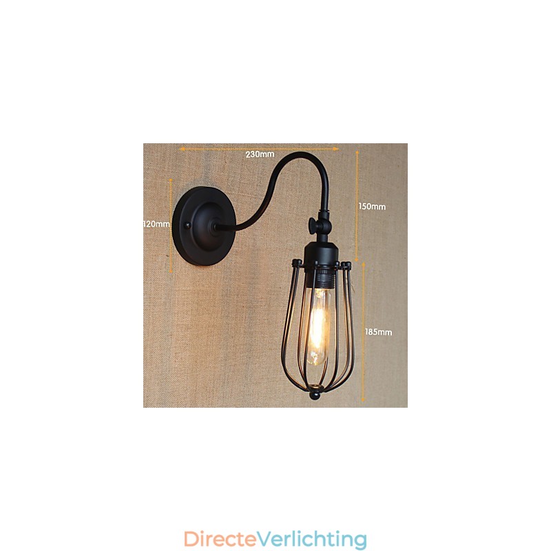 Amerikaanse Landelijke Woonkamerlamp Slaapkamer Balkon Minimalistische Mat Zwarte Bedlamp Decoratieve Kunstmuur