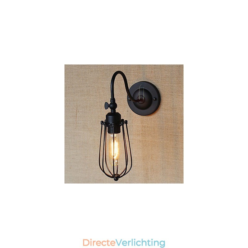 Amerikaanse Landelijke Woonkamerlamp Slaapkamer Balkon Minimalistische Mat Zwarte Bedlamp Decoratieve Kunstmuur