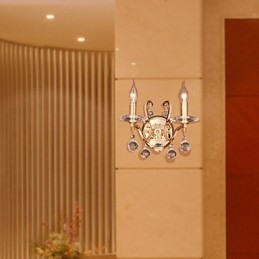 Gouden Kristallen Wandlamp met 2 Lampen
