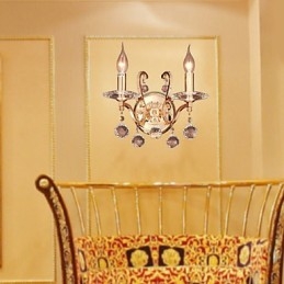 Gouden Kristallen Wandlamp met 2 Lampen