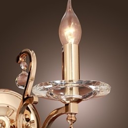 Gouden Kristallen Wandlamp met 2 Lampen