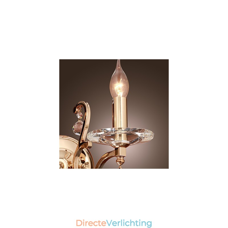 Gouden Kristallen Wandlamp met 2 Lampen