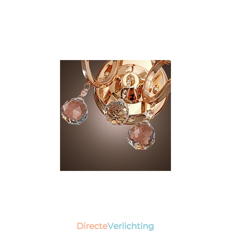 Gouden Kristallen Wandlamp met 2 Lampen