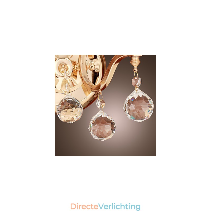 Gouden Kristallen Wandlamp met 2 Lampen