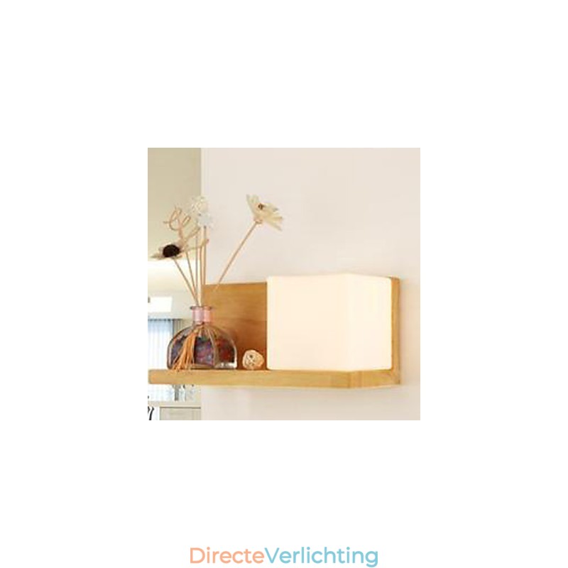 Creatieve eigentijdse en gecontracteerde wandlamp van massief hout en glas
