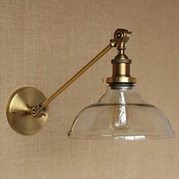 De Iron Glass Bronze Brass Arm Stijl Retro Creatieve Amerikaanse Landelijke Hal Slaapkamer Wandlamp