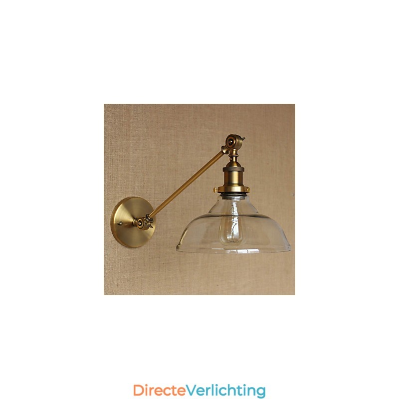 De Iron Glass Bronze Brass Arm Stijl Retro Creatieve Amerikaanse Landelijke Hal Slaapkamer Wandlamp