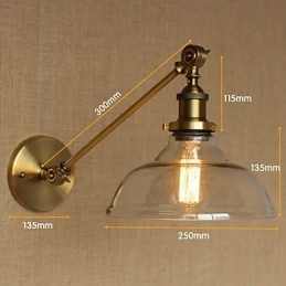 De Iron Glass Bronze Brass Arm Stijl Retro Creatieve Amerikaanse Landelijke Hal Slaapkamer Wandlamp