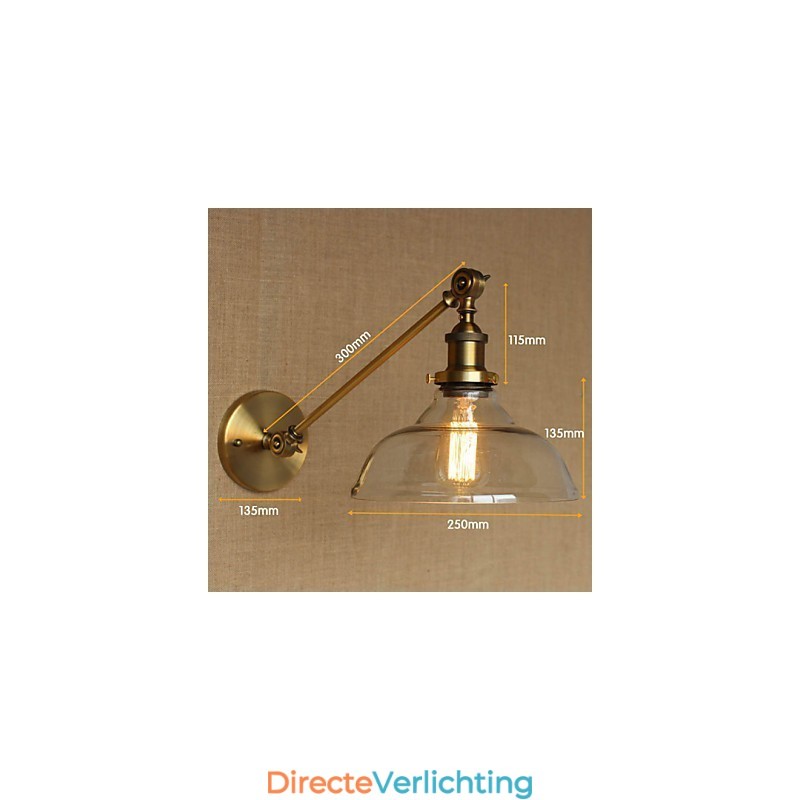 De Iron Glass Bronze Brass Arm Stijl Retro Creatieve Amerikaanse Landelijke Hal Slaapkamer Wandlamp