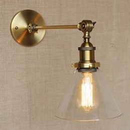 De Iron Glass Bronze Brass Arm Stijl Retro Creatieve Amerikaanse Landelijke Hal Slaapkamer Wandlamp