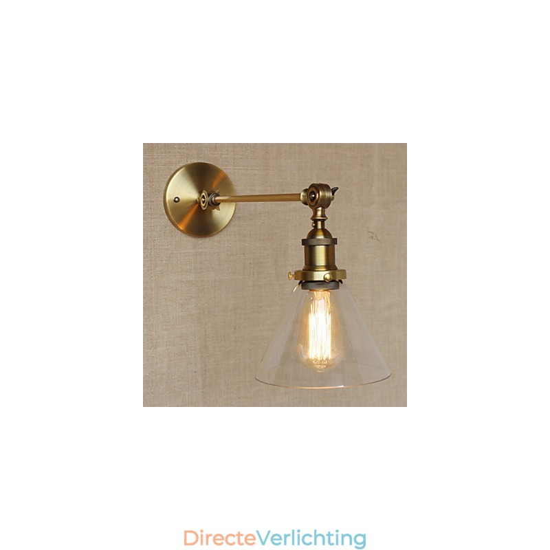 De Iron Glass Bronze Brass Arm Stijl Retro Creatieve Amerikaanse Landelijke Hal Slaapkamer Wandlamp