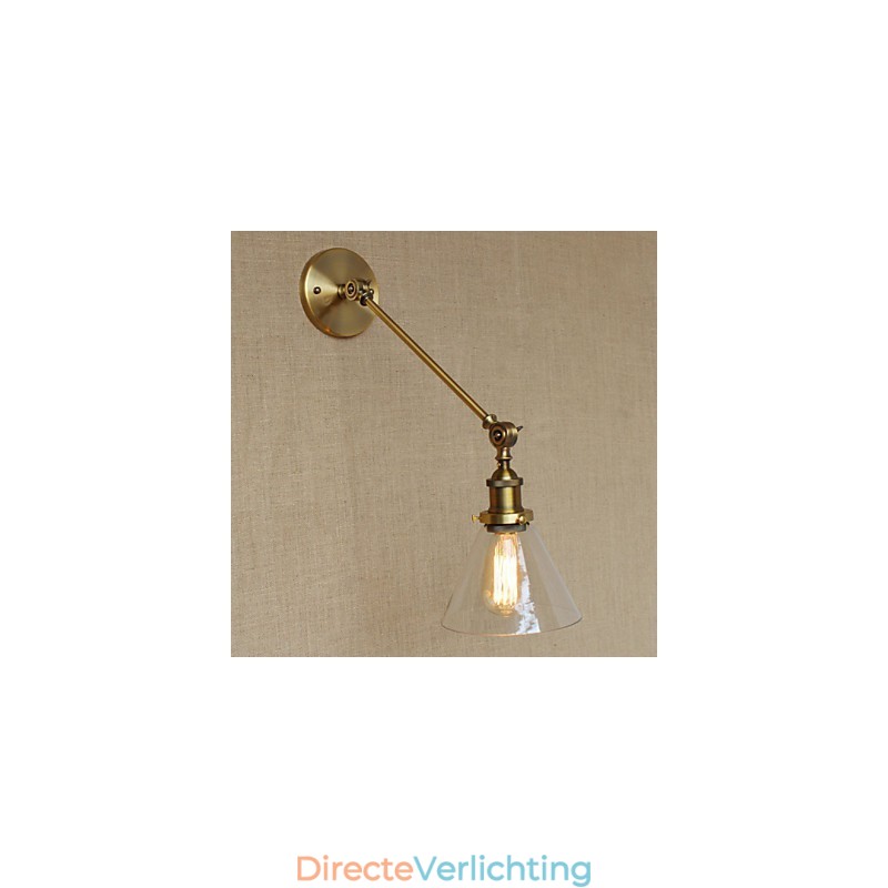 De Iron Glass Bronze Brass Arm Stijl Retro Creatieve Amerikaanse Landelijke Hal Slaapkamer Wandlamp
