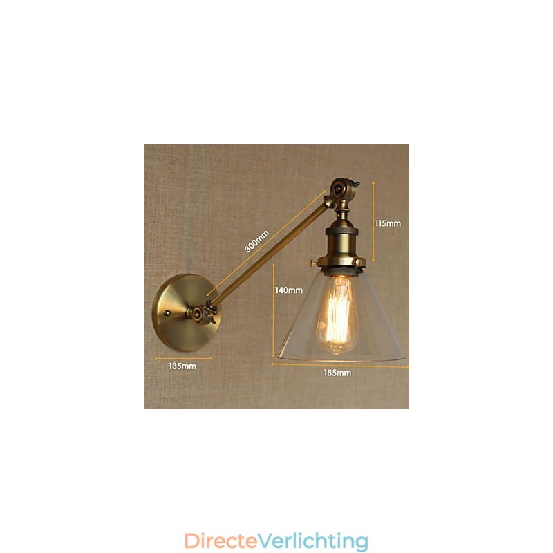 De Iron Glass Bronze Brass Arm Stijl Retro Creatieve Amerikaanse Landelijke Hal Slaapkamer Wandlamp