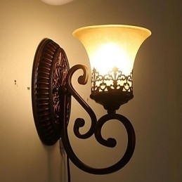 Europa Type Herstel van oude manieren Smeedijzer Slaapkamer Glazen Wandlamp Licht