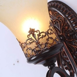 Europa Type Herstel van oude manieren Smeedijzer Slaapkamer Glazen Wandlamp Licht