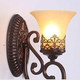 Europa Type Herstel van oude manieren Smeedijzer Slaapkamer Glazen Wandlamp Licht