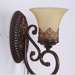 Europa Type Herstel van oude manieren Smeedijzer Slaapkamer Glazen Wandlamp Licht