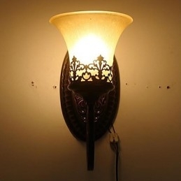 Europa Type Herstel van oude manieren Smeedijzer Slaapkamer Glazen Wandlamp Licht