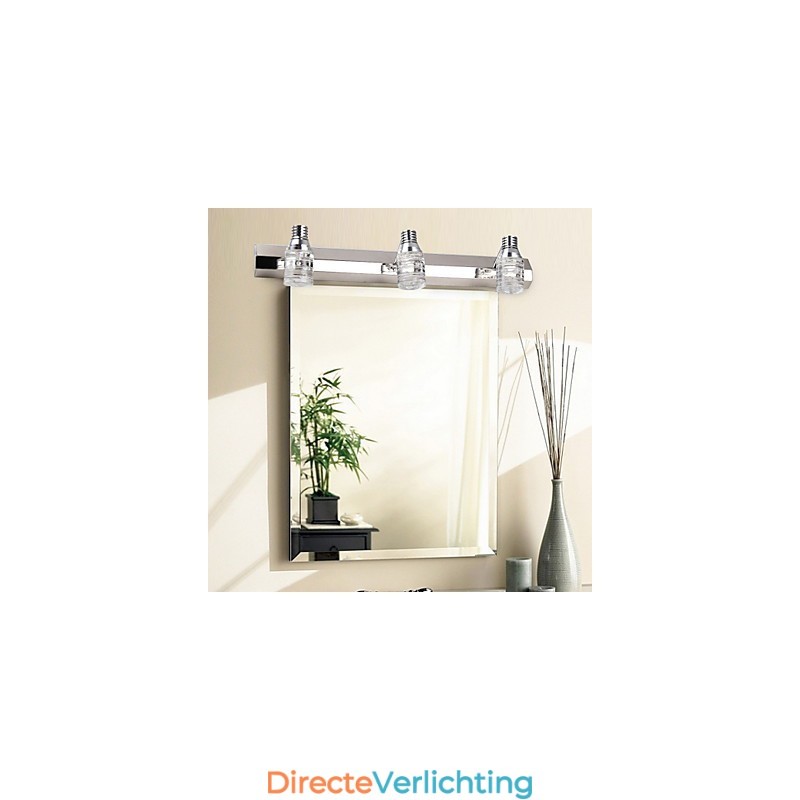 Moderne wandlamp met glazen bubbelkap, spiegelfrontstijl