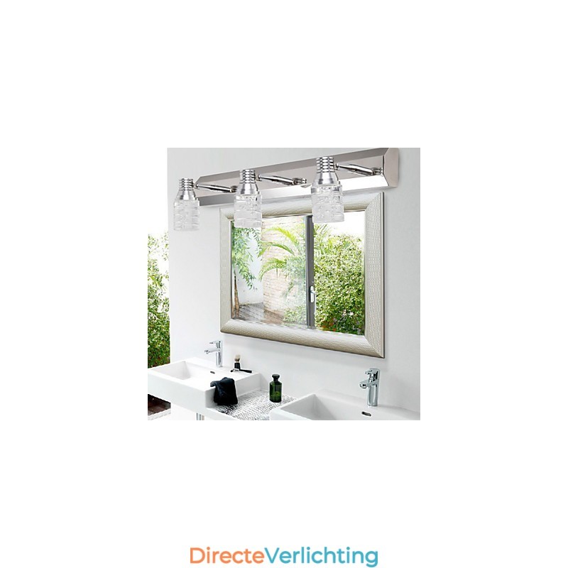 Moderne wandlamp met glazen bubbelkap, spiegelfrontstijl