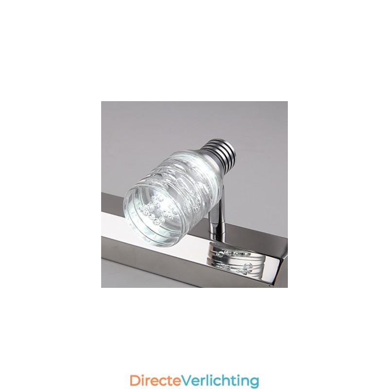 Moderne wandlamp met glazen bubbelkap, spiegelfrontstijl