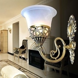 Bronzen Wandlampen Verlichting Moiré Glas Europees Retro Klassiek 220V