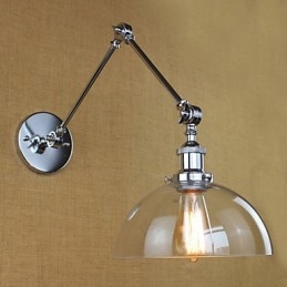 Chromen glazen telescopische retro wandlamp