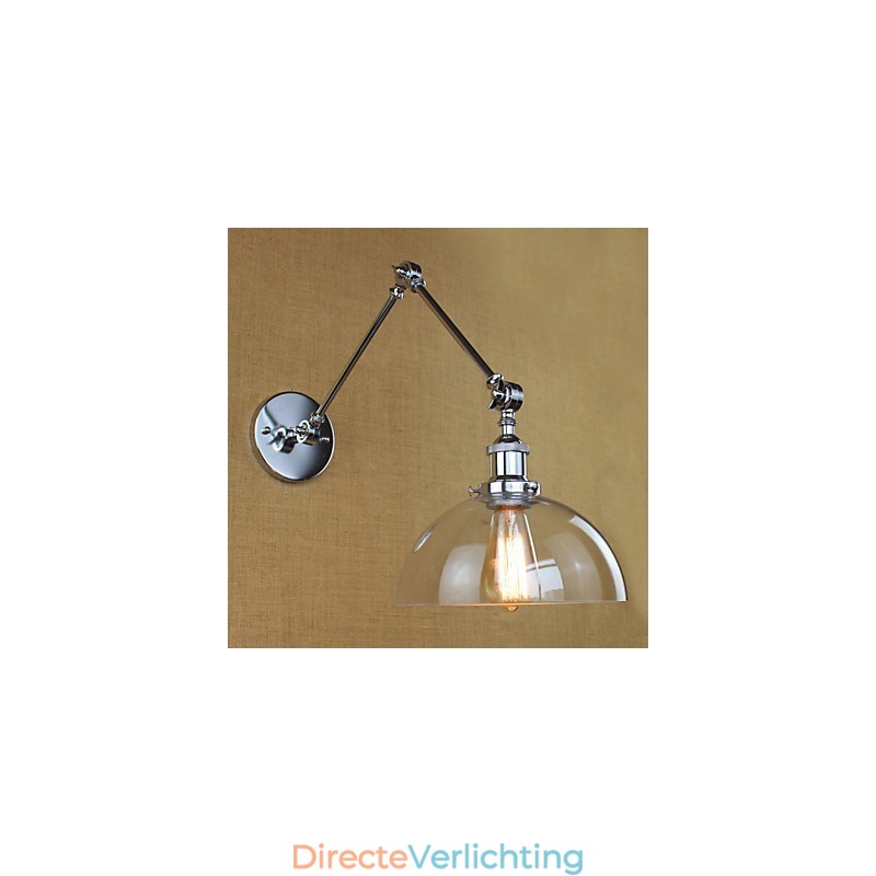 Chromen glazen telescopische retro wandlamp