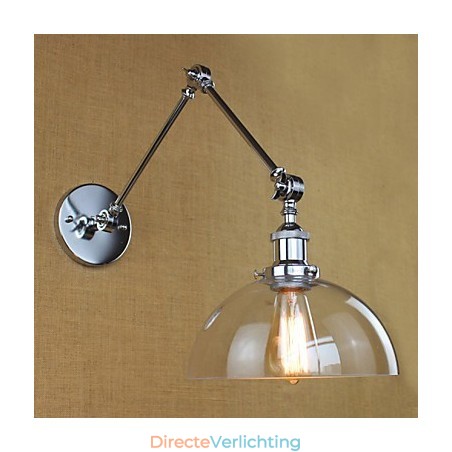 Chromen glazen telescopische retro wandlamp Chromen glazen telescopische retro wandlamp