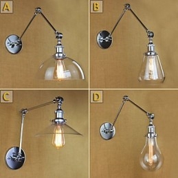 Chromen glazen telescopische retro wandlamp