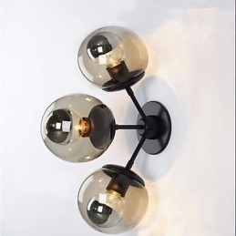 Wandlampen Glazen bol 3 lampen Buiten Binnen Wandlampen Rustieke Lodge Metaal