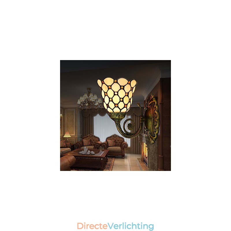 Europees Mediterrane Gecontracteerde Landelijke Creatieve Smeedijzeren Wandlamp Glazen Verlichting