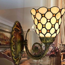 Europees Mediterrane Gecontracteerde Landelijke Creatieve Smeedijzeren Wandlamp Glazen Verlichting