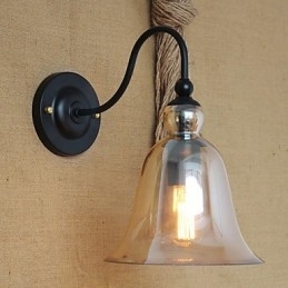 Amerikaanse landelijke minimalistische woonkamer hal versierde glazen wandlamp