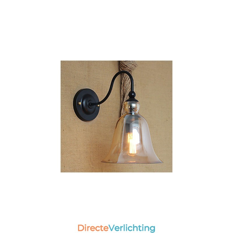 Amerikaanse landelijke minimalistische woonkamer hal versierde glazen wandlamp